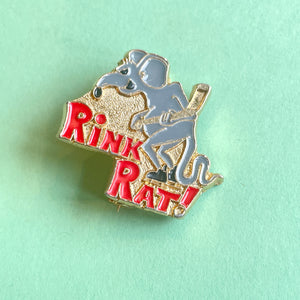 Vintage RINK RAT Ice Hockey Pin Badge 1980s