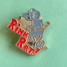Vintage RINK RAT Ice Hockey Pin Badge 1980s
