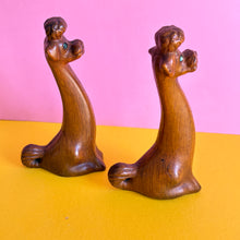 Vintage Kitsch Pair Of Wooden Poodles