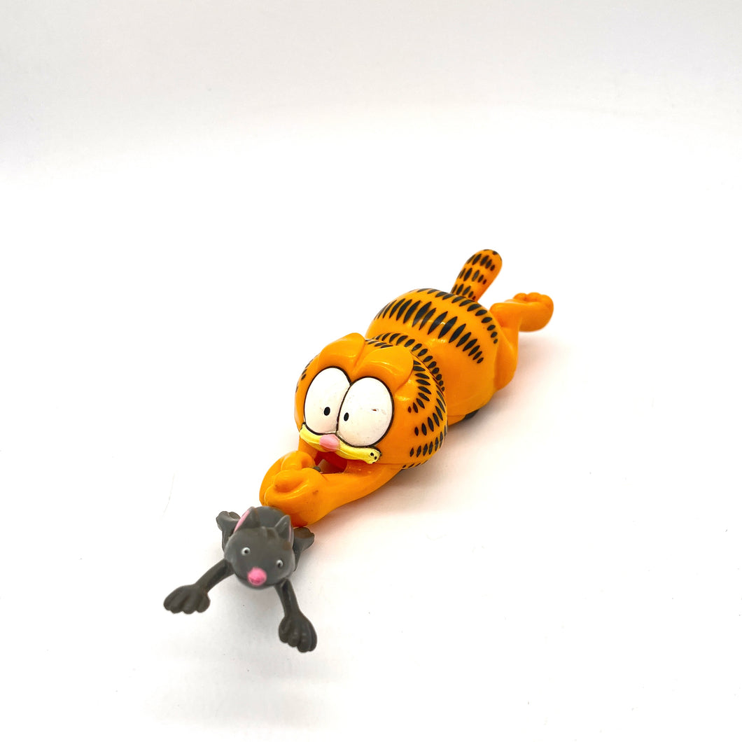 Vintage Garfield Pull Back Figure Toy With Mouse
