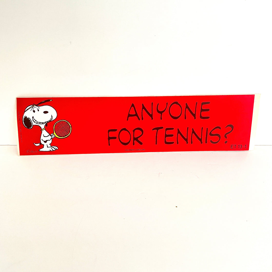 Vintage Snoopy Bumper Sticker Tennis