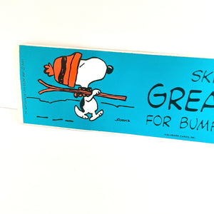 Vintage Snoopy Bumper Sticker Skiing