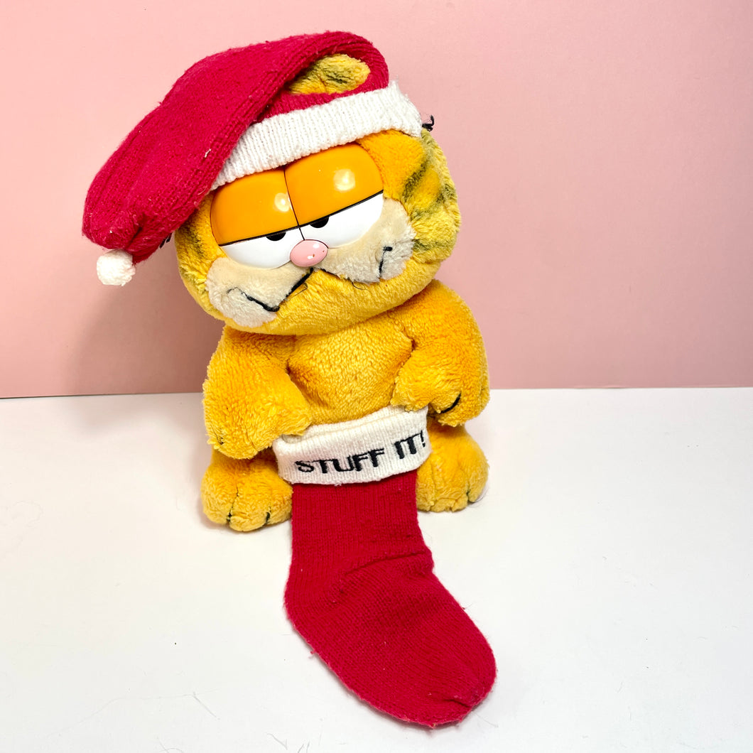 Christmas Garfield Santa Hat With Stocking