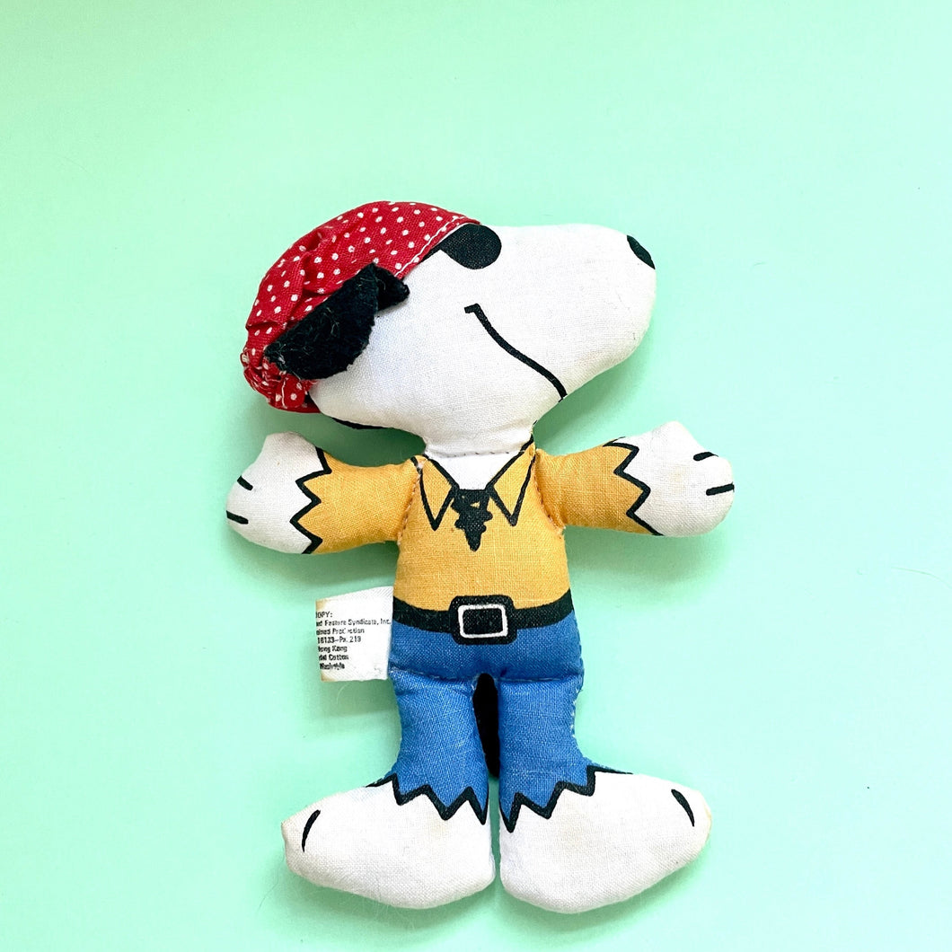 vinage snoopy flat beanbag with snoopy as a pirate with eyepatch and headscarf 