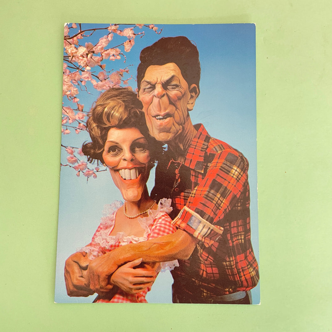 Vintage Spitting Image Postcard Ronald And Nancy Reagan