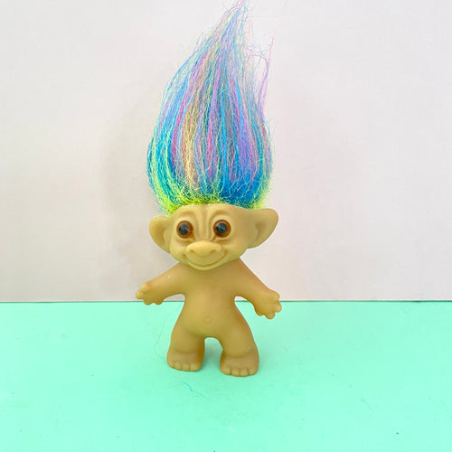 Vintage Wishnik Good Luck Troll Rainbow Hair