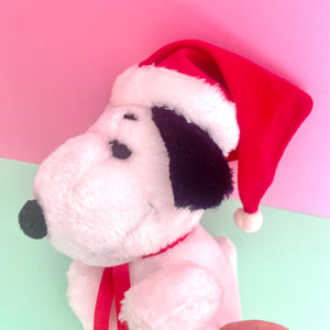 Vintage Snoopy In Santa Hat Plush