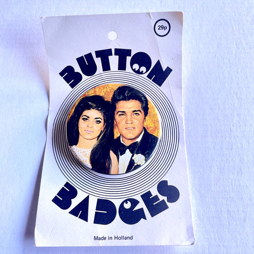 Vintage Elvis And Priscilla Presley Pin Badge