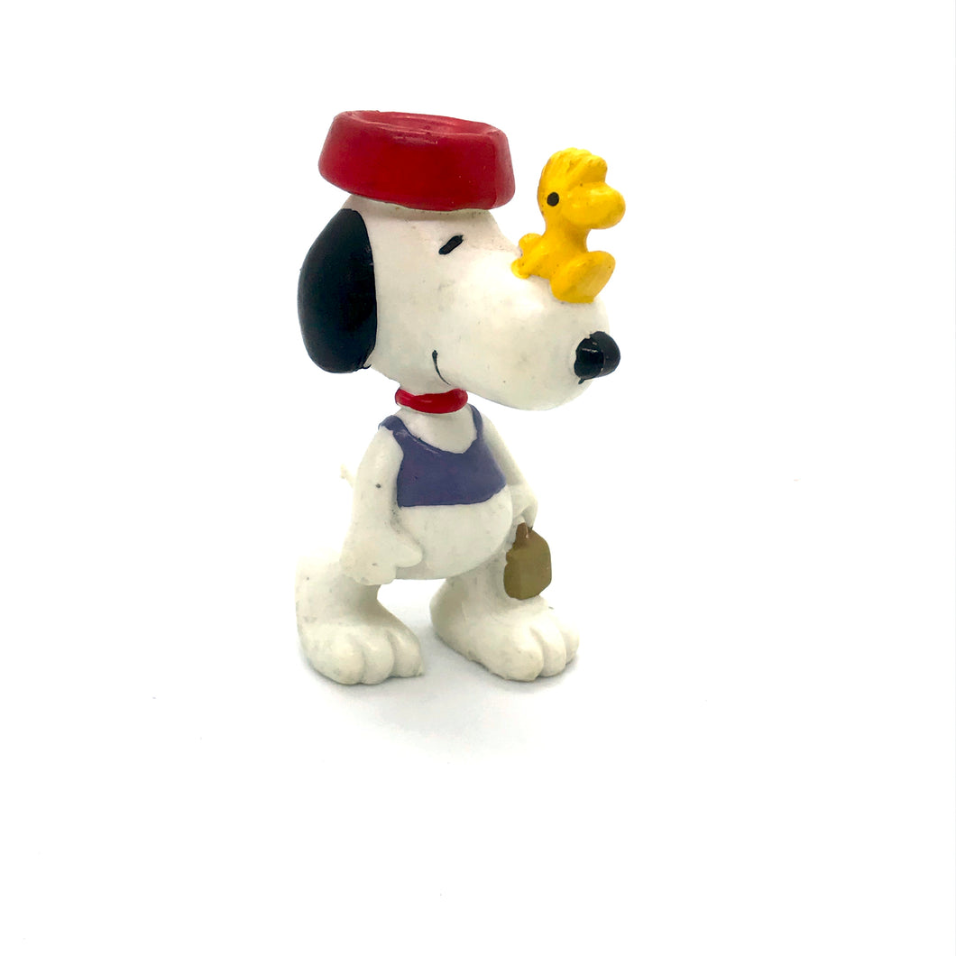 Snoopy Vintage Vinyl Figure with Woodstock and dog bowl